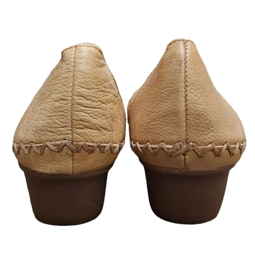 Naturalizer N5 Comfort Tan Cream Leather Soft Flexible Flat Size 9.5W
